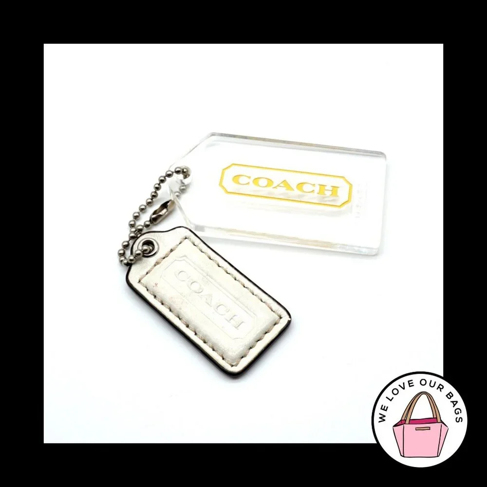 2 pc Lot COACH HADLEY Yellow Lucite White Leather Fob Bag Charm Keychain HangTag